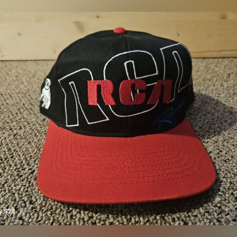 Vintage KC Nascar Hat/Cap Snap Back SnapBack Black Red Jeremy Mayfield RCA